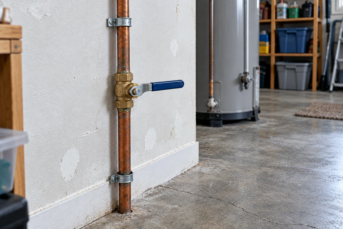 A main water shut-off valve on a supply line