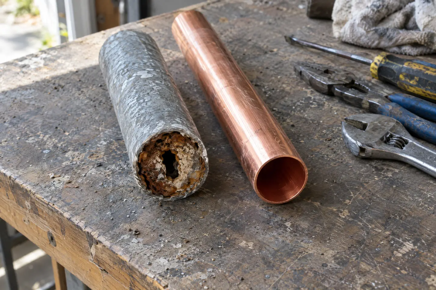 A section of water pipe being replaced